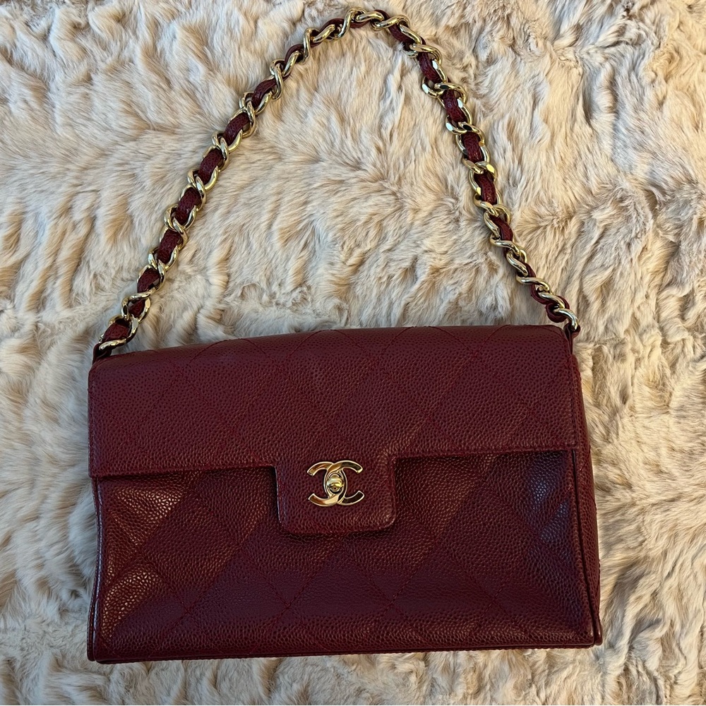 Chanel Classic Flap Bag – Dark Red – 24K Gold Hardware